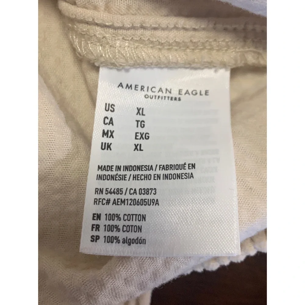 American Eagle Tan Corduroy Shacket Cropped Button Down Shirt‎ Jacket Beige XL